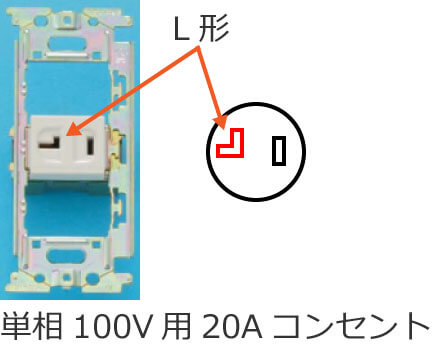 �P��100V�p20A�R���Z���g�̐n��i�ɔz�u�j