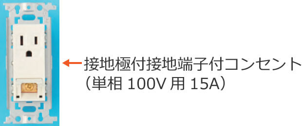 �ڒn�ɕt�ڒn�[�q�t�R���Z���g�i�P��100V�p15A�j