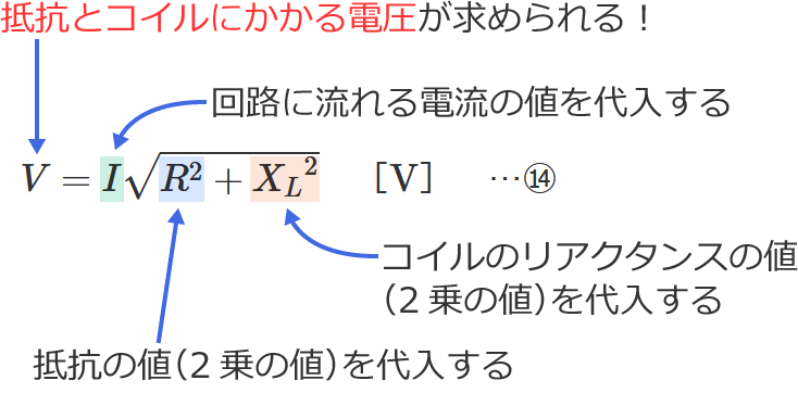 ��R�ƃR�C���̒����H�̒�R�ƃR�C���ɂ�����d���̌����̎g�����i��H�ɗ����d���ƒ�R�ƃR�C���̃��A�N�^���X���狁�߂�ꍇ�j