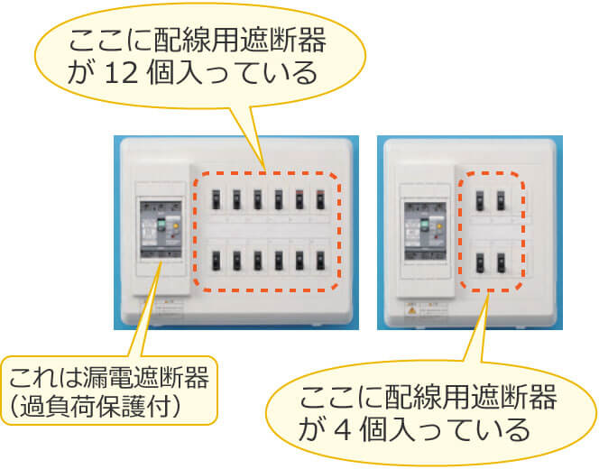 �z���p�Ւf�킪12�����Ă��镪�d�ՂƔz���p�Ւf�킪4�����Ă��镪�d��