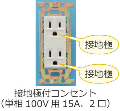 �ڒn�ɕt�R���Z���g�i�P��100V�p�A��i�d��15A�A2���j