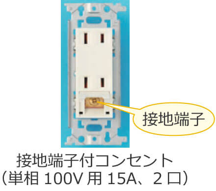 �ڒn�[�q�t�R���Z���g�i�P��100V�p�A��i�d��15A�A2���j