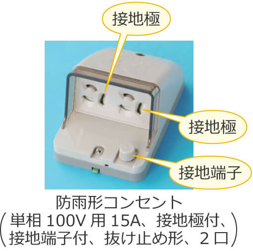 �h�J�`�R���Z���g�i�P��100V�p�A��i�d��15A�A�ڒn�ɕt�A�ڒn�[�q�t�A�����~�ߌ`�A2���j