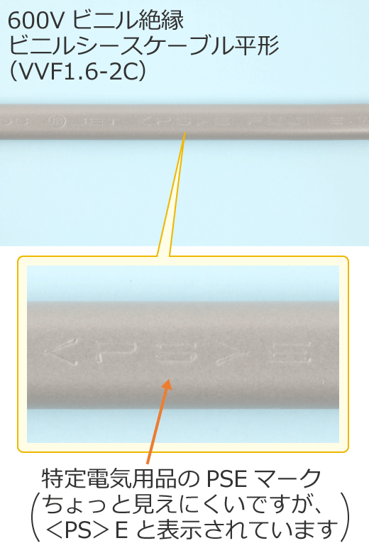 �P�[�u���ɕ\������Ă���PSE�}�[�N