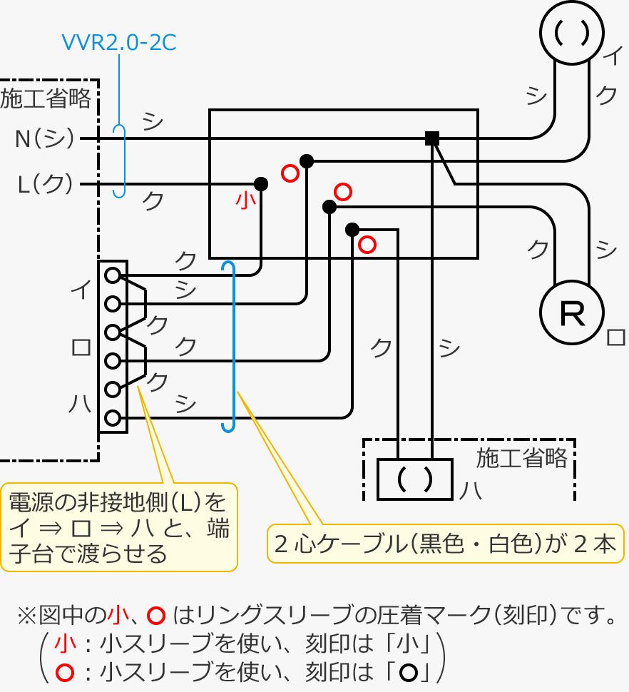 �����R�������[�ƃA�E�g���b�g�{�b�N�X�Ԃ̃P�[�u���{����2�{�̏ꍇ�̕����}