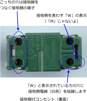 �ڒn�ɕt�R���Z���g�̐ڒn���ɒ[�q�iW�̕\���j