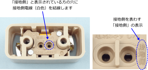 ���|�V�[�����O�i�p�`�j�̐ڒn���ɒ[�q�i�ڒn���̕\���j