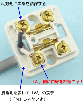 �I�o�`�R���Z���g�̐ڒn���ɒ[�q�iW�̕\���j