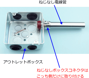 �A�E�g���b�g�{�b�N�X�Ɏ��t�����˂��Ȃ��d���ǂƂ˂��Ȃ��{�b�N�X�R�l�N�^�i�В[�j