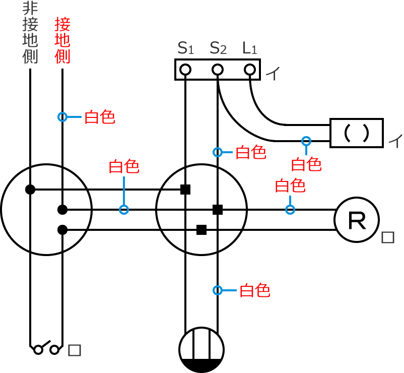 �ڒn���d���̓d���̐F�͔��F