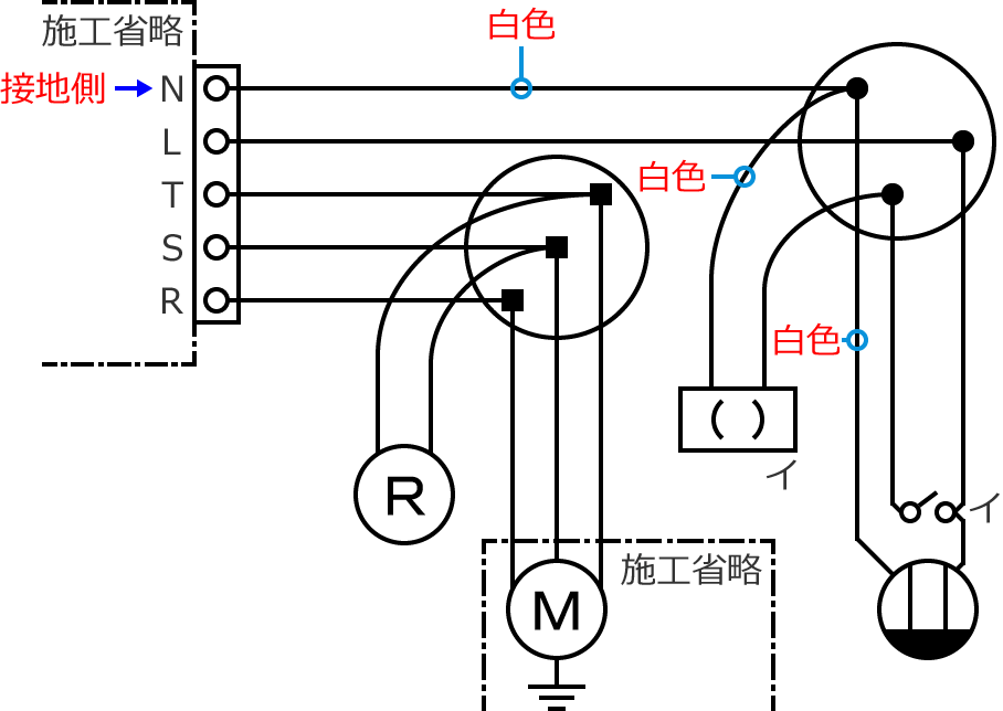 100V��H�̐ڒn���d���̓d���̐F�͔��F