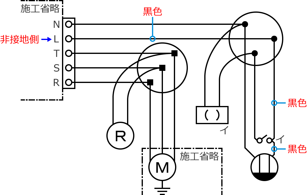 100V��H�̔�ڒn���d���̓d���̐F�͍��F