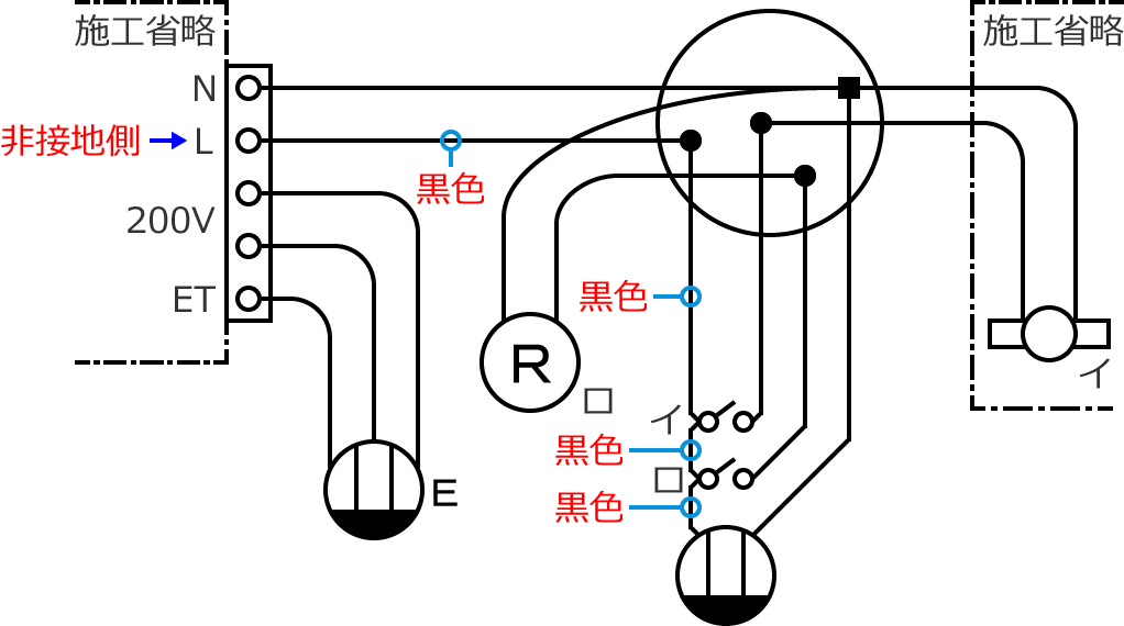 100V��H�̔�ڒn���d���̓d���̐F�͍��F