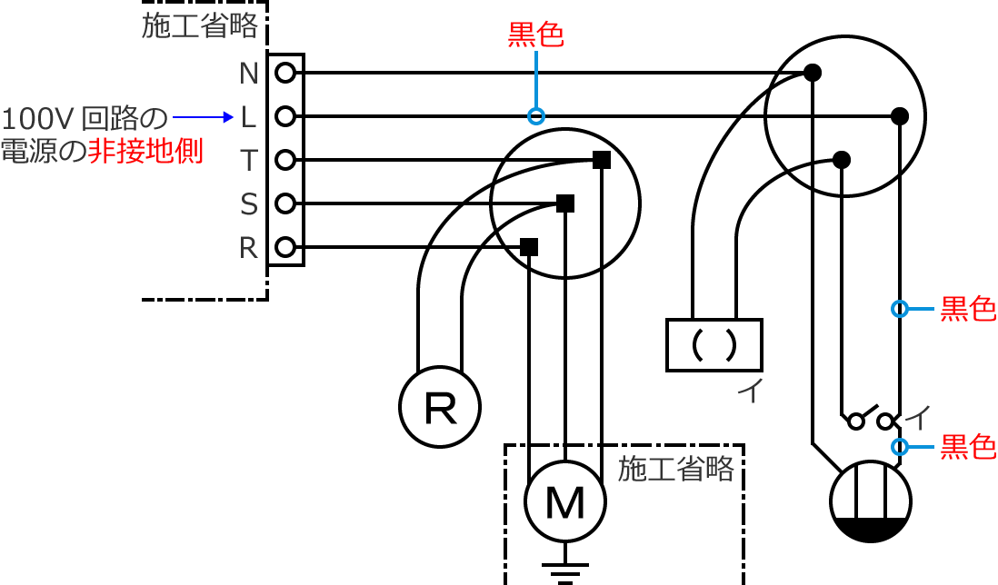 100V��H�̔�ڒn���d���̓d���̐F�͍��F