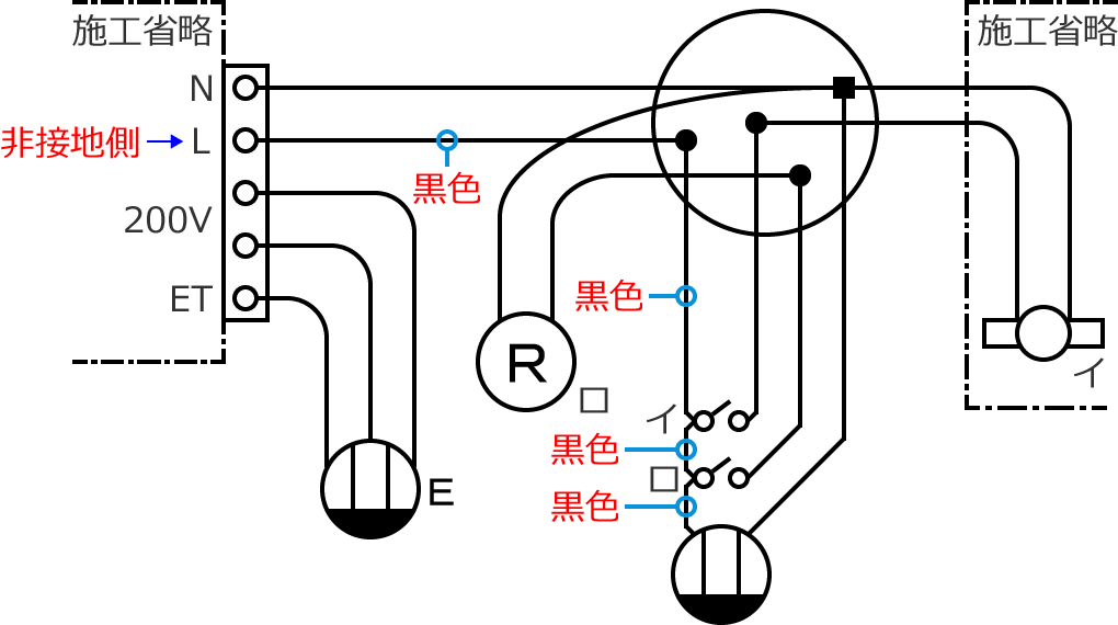 100V��H�̔�ڒn���d���̓d���̐F�͍��F