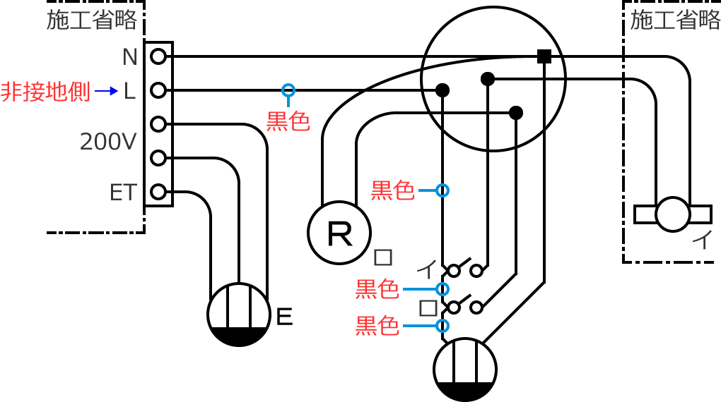 100V��H�̔�ڒn���d���̓d���̐F�͍��F