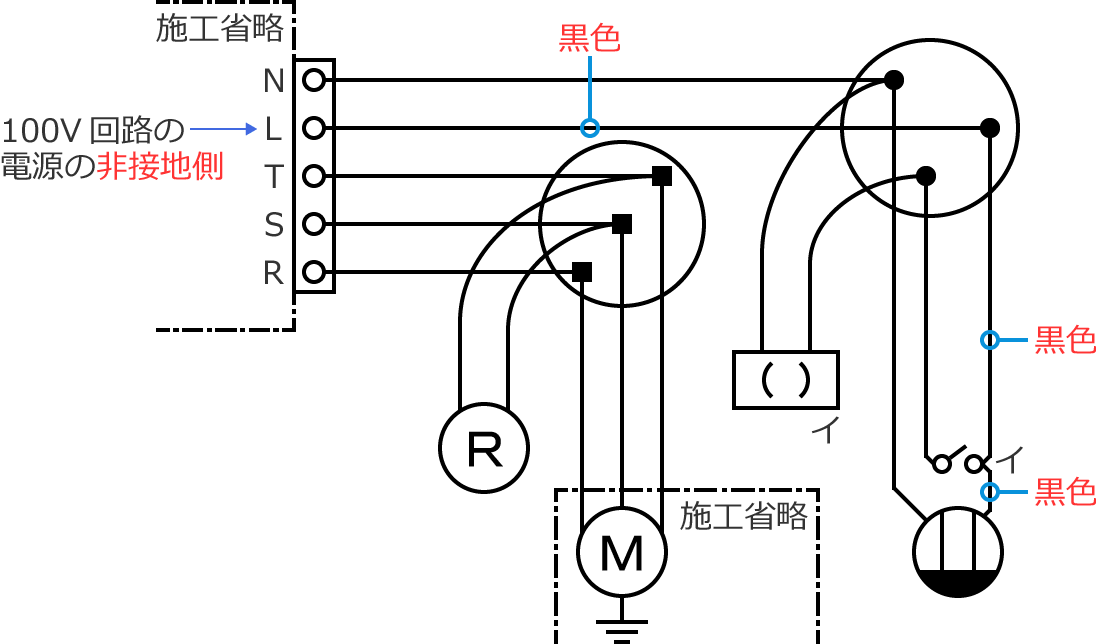 100V��H�̔�ڒn���d���̓d���̐F�͍��F