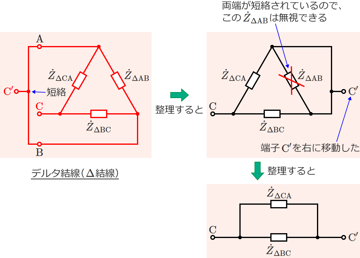 �f���^�����̒[�qC-C'�Ԃ̃C���s�[�_���X�̐ڑ�