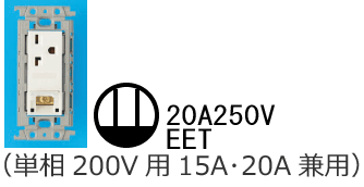 �ڒn�ɕt�ڒn�[�q�t�R���Z���g�i�P��200V�p15A�E20A���p�j