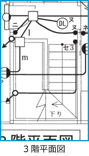 令和元年度第二種電気工事士上期筆記試験の配線図（3階平面図の抜粋（問37））