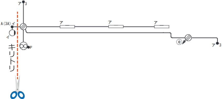 配線図の「イ」の回路を削除した配線図