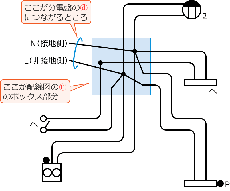 令和8年度第二種電気工事士上期学科試験問41の配線図の複線図の完成図