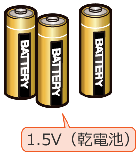 乾電池の電圧は1.5V