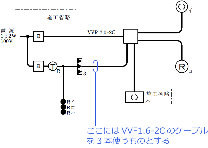 リモコンリレーとアウトレットボックス間のケーブル本数