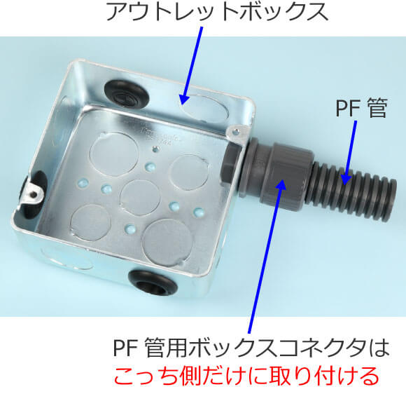 PF管とPF管用ボックスコネクタ（片端取り付け）