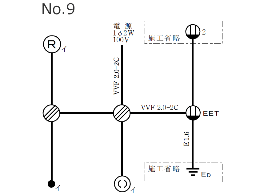 第二種電気工事士 候補問題の単線図の解説 令和2年度No.9