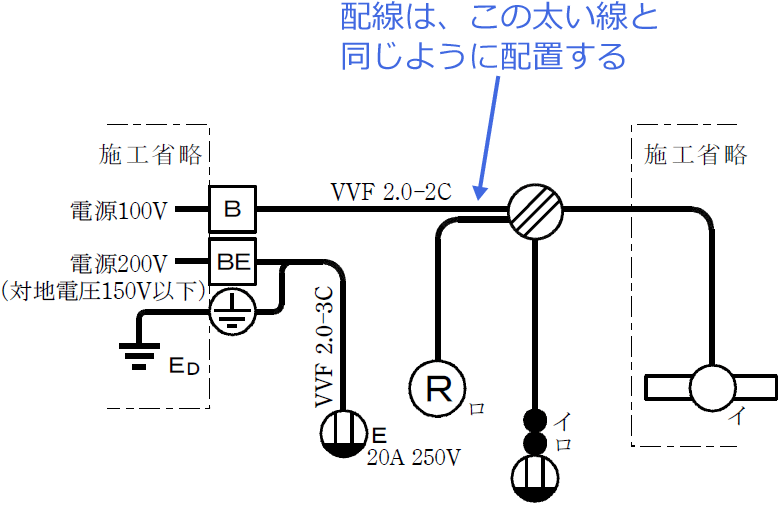 令和5年度（2023年度）第二種電気工事士技能試験の候補問題No.5の単線図の解説（配線のルート）