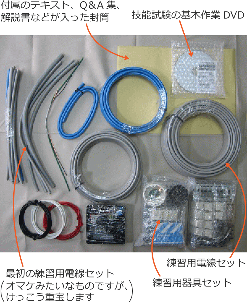 第二種電気工事士技能試験の練習用おすすめ材料セット（電線と器具のセット）