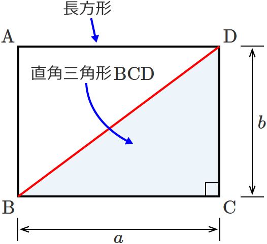 長方形の対角線の長さの求め方