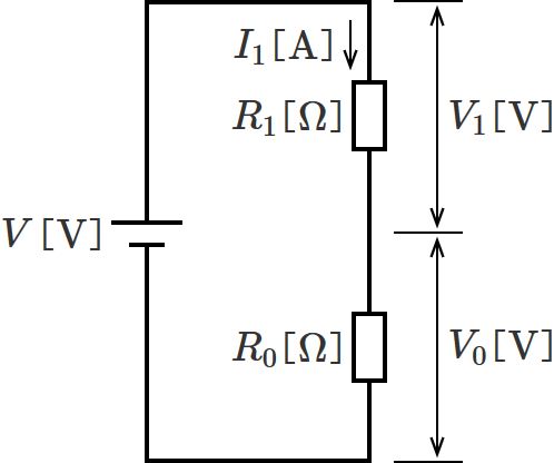 分圧の法則による直流回路の計算の回路図（合成後）